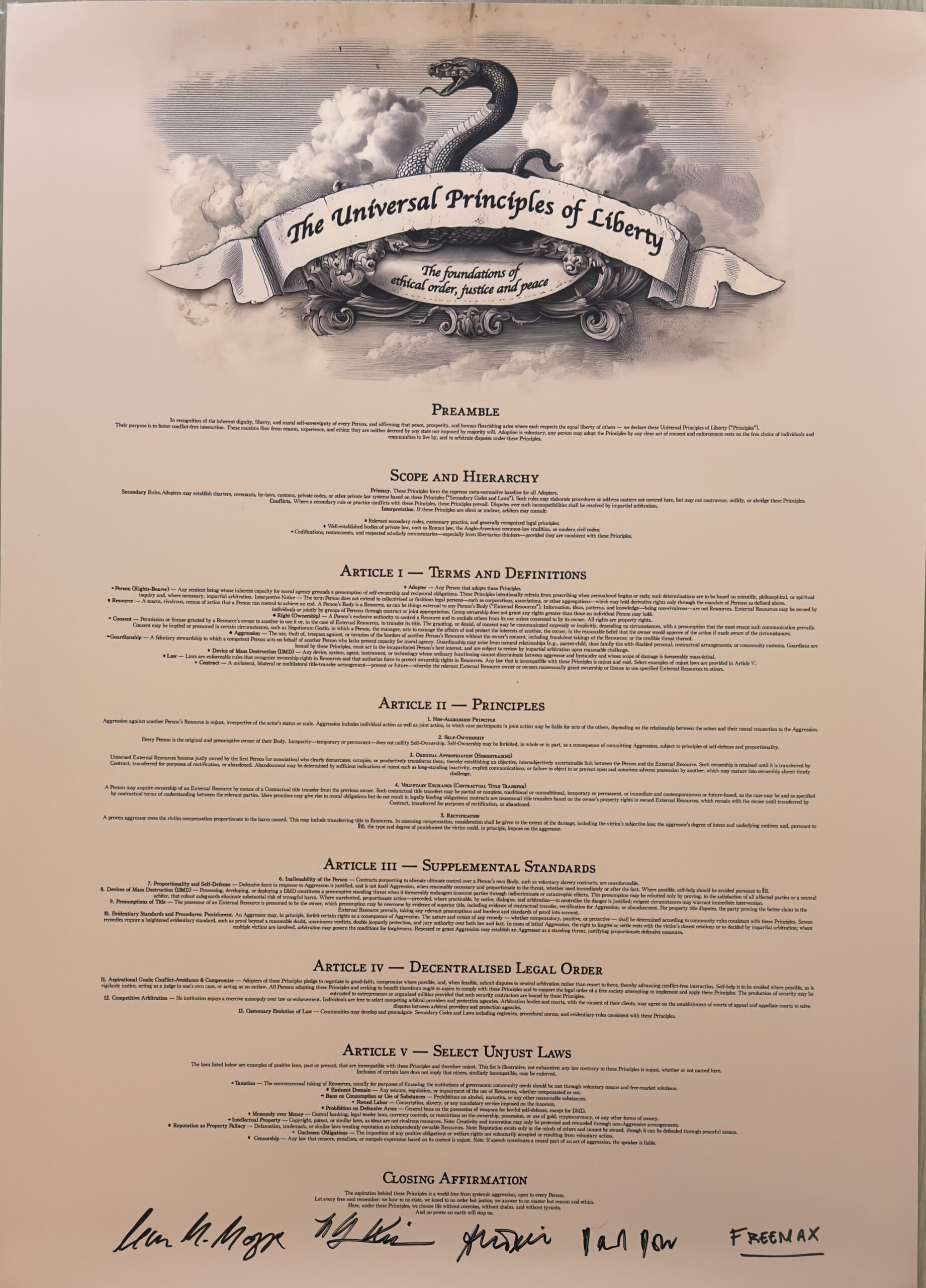Abstract Universal Principles Announcing The Universal Principles of Liberty